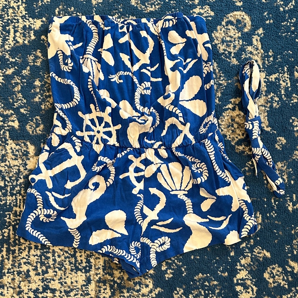 Lilly Pulitzer Blue and White Nautical Jumpsuit